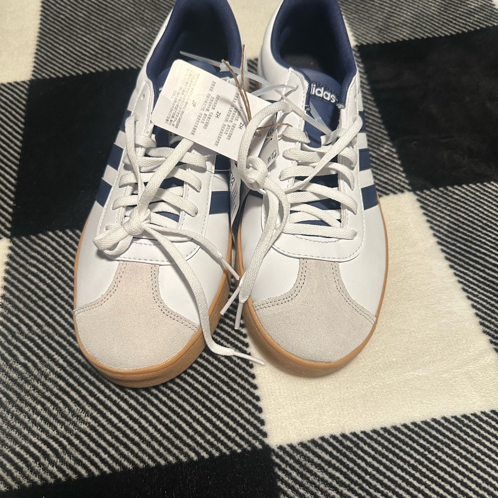 Adidas Men's White and Navy Sneakers